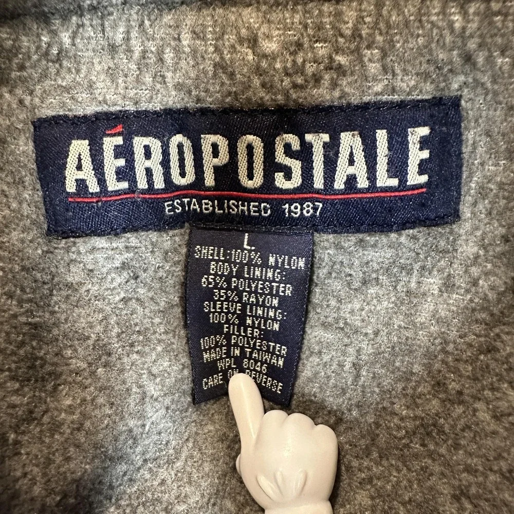Aeropostale‎ Jacket Mens Large Gray Red Colorblock Full Zip Insulated